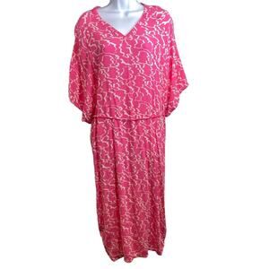 Zilch Amsterdam Pink‎ White Flowy Maxi Dress Size S Fairy Oversized Flowy Boho